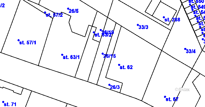 Parcela st. 26/15 v KÚ Trnová, Katastrální mapa