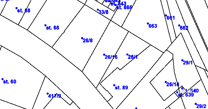 Parcela st. 26/16 v KÚ Trnová, Katastrální mapa