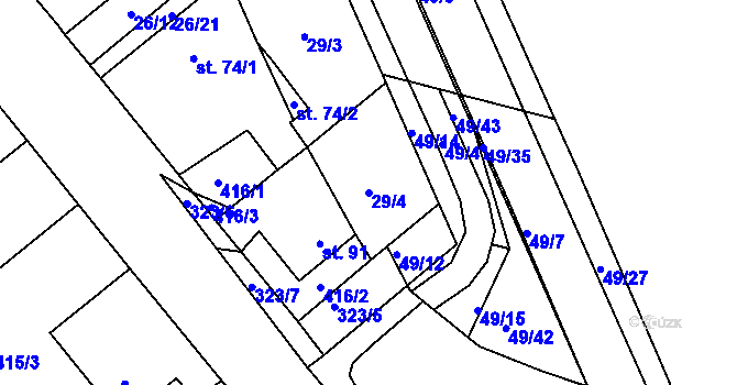 Parcela st. 29/4 v KÚ Trnová, Katastrální mapa
