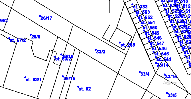 Parcela st. 33/3 v KÚ Trnová, Katastrální mapa