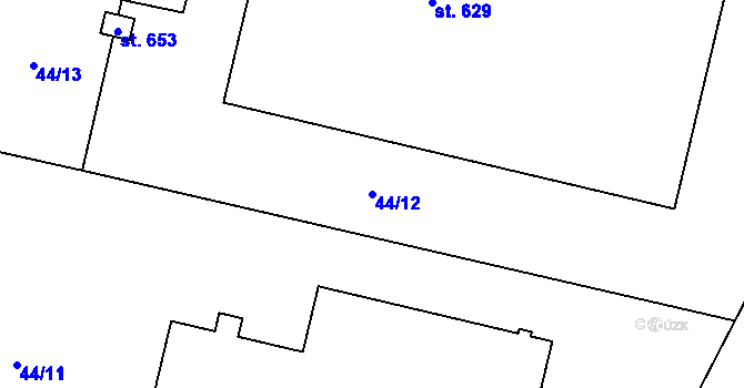 Parcela st. 44/12 v KÚ Trnová, Katastrální mapa