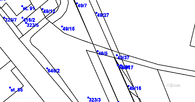 Parcela st. 49/5 v KÚ Trnová, Katastrální mapa