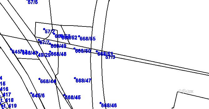 Parcela st. 57/3 v KÚ Trnová, Katastrální mapa