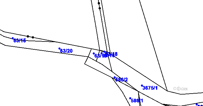 Parcela st. 63/16 v KÚ Trnová, Katastrální mapa