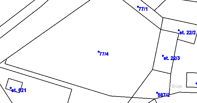Parcela st. 77/4 v KÚ Trnová, Katastrální mapa