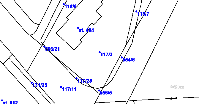 Parcela st. 117/3 v KÚ Trnová, Katastrální mapa