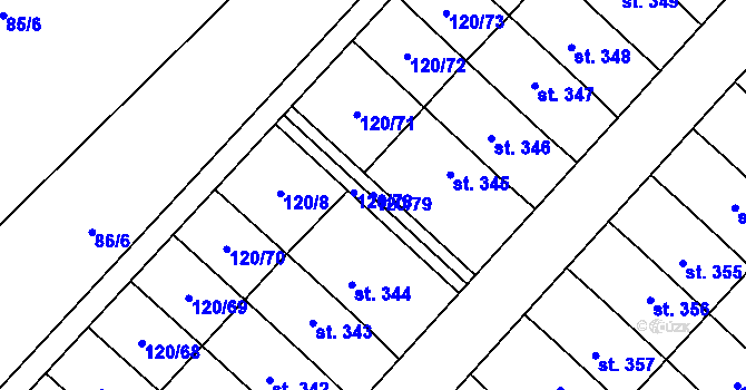 Parcela st. 120/79 v KÚ Trnová, Katastrální mapa