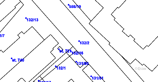 Parcela st. 132/2 v KÚ Trnová, Katastrální mapa