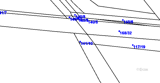 Parcela st. 141/10 v KÚ Trnová, Katastrální mapa