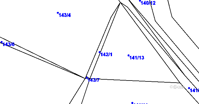 Parcela st. 142/1 v KÚ Trnová, Katastrální mapa