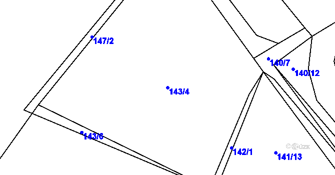 Parcela st. 143/4 v KÚ Trnová, Katastrální mapa
