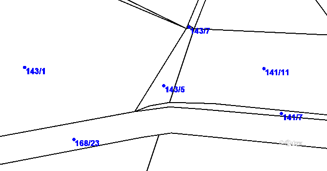 Parcela st. 143/5 v KÚ Trnová, Katastrální mapa