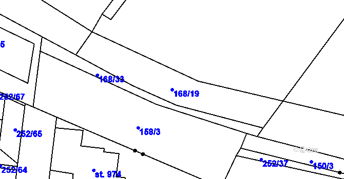 Parcela st. 168/19 v KÚ Trnová, Katastrální mapa
