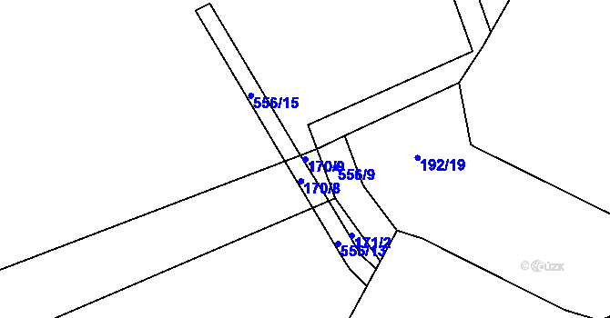 Parcela st. 170/9 v KÚ Trnová, Katastrální mapa