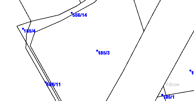 Parcela st. 185/3 v KÚ Trnová, Katastrální mapa