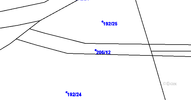 Parcela st. 206/12 v KÚ Trnová, Katastrální mapa