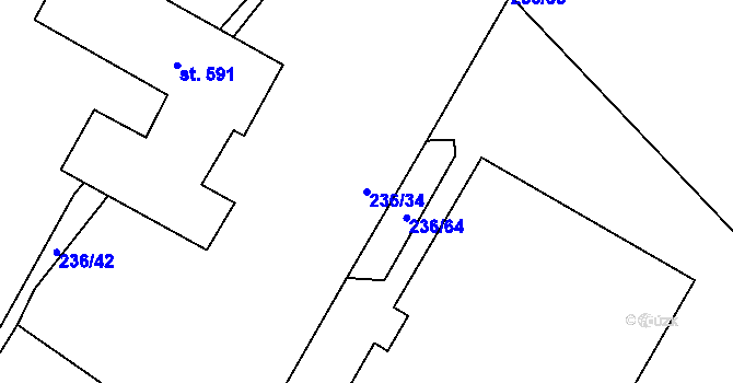 Parcela st. 236/34 v KÚ Trnová, Katastrální mapa