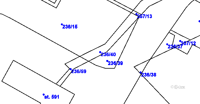 Parcela st. 236/40 v KÚ Trnová, Katastrální mapa