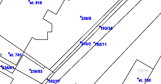 Parcela st. 276/2 v KÚ Trnová, Katastrální mapa