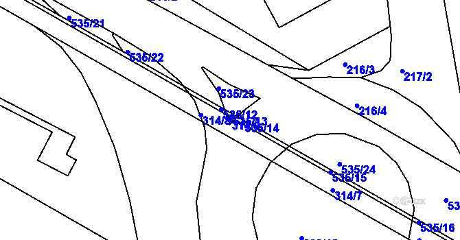 Parcela st. 314/9 v KÚ Trnová, Katastrální mapa