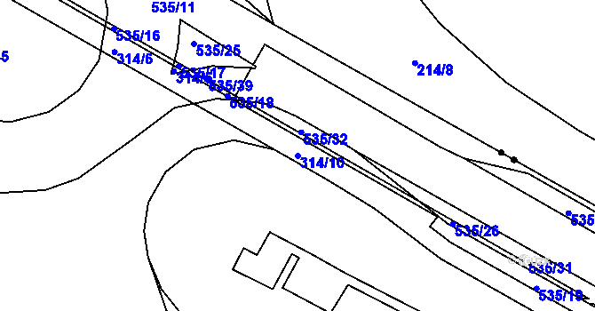 Parcela st. 314/10 v KÚ Trnová, Katastrální mapa