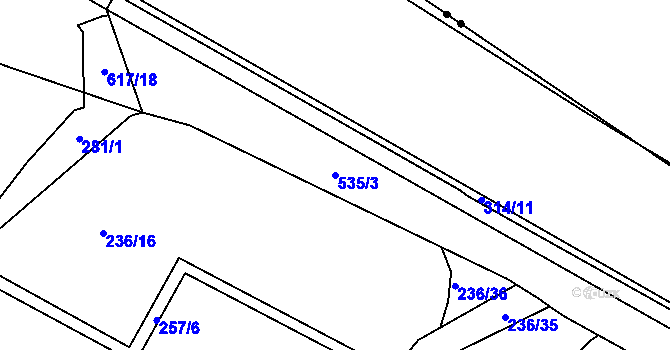 Parcela st. 535/3 v KÚ Trnová, Katastrální mapa