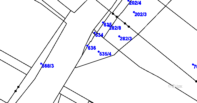 Parcela st. 535/4 v KÚ Trnová, Katastrální mapa