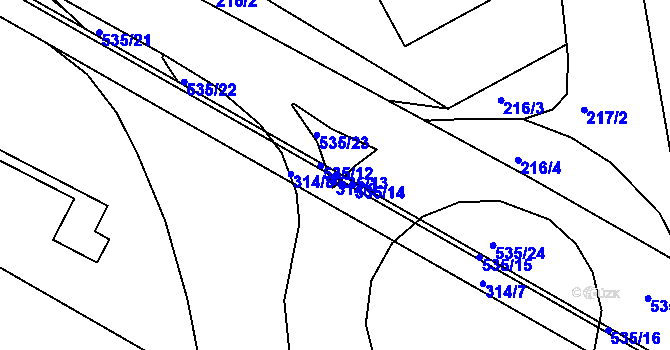 Parcela st. 535/13 v KÚ Trnová, Katastrální mapa
