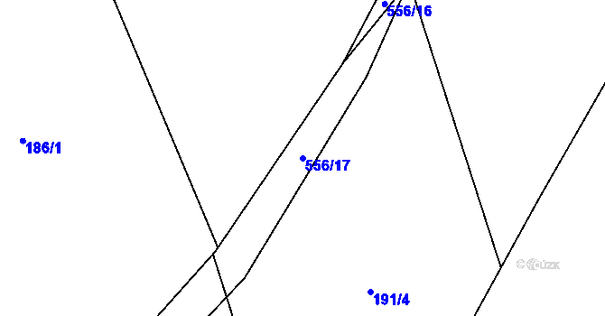 Parcela st. 556/17 v KÚ Trnová, Katastrální mapa