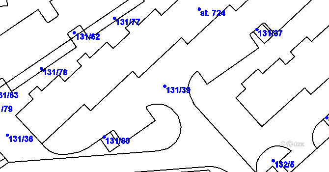 Parcela st. 131/39 v KÚ Trnová, Katastrální mapa