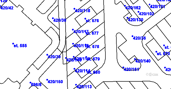 Parcela st. 678 v KÚ Trnová, Katastrální mapa