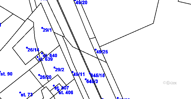 Parcela st. 49/25 v KÚ Trnová, Katastrální mapa
