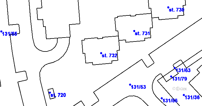 Parcela st. 732 v KÚ Trnová, Katastrální mapa