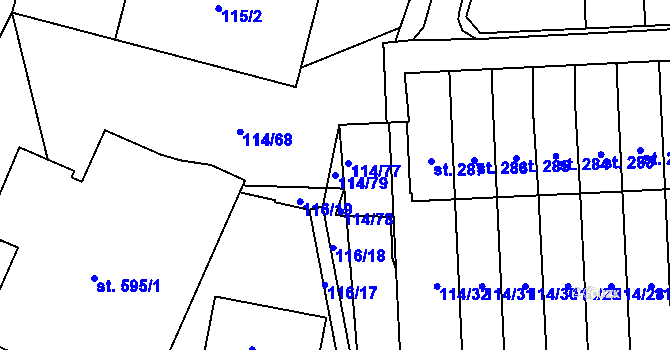 Parcela st. 114/79 v KÚ Trnová, Katastrální mapa