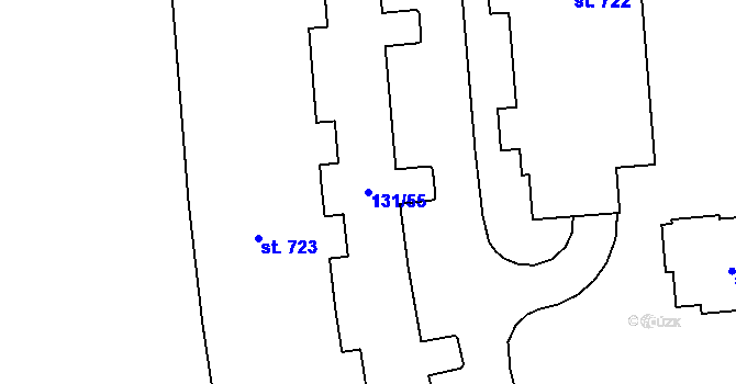 Parcela st. 131/55 v KÚ Trnová, Katastrální mapa