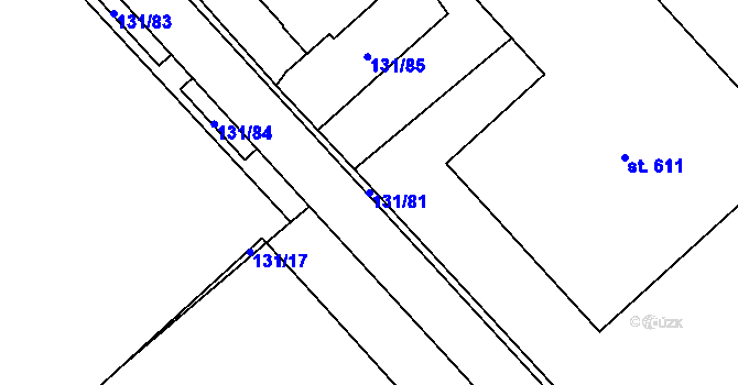 Parcela st. 131/81 v KÚ Trnová, Katastrální mapa