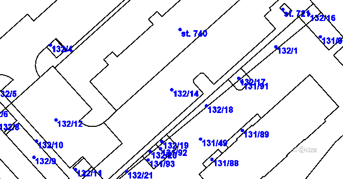 Parcela st. 132/14 v KÚ Trnová, Katastrální mapa