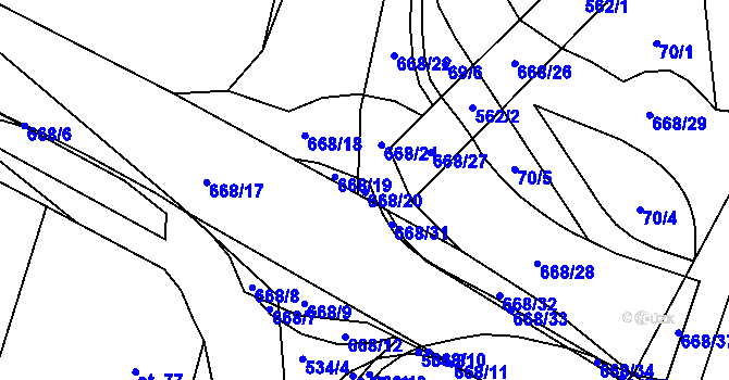Parcela st. 69/3 v KÚ Trnová, Katastrální mapa