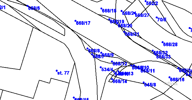 Parcela st. 534/5 v KÚ Trnová, Katastrální mapa