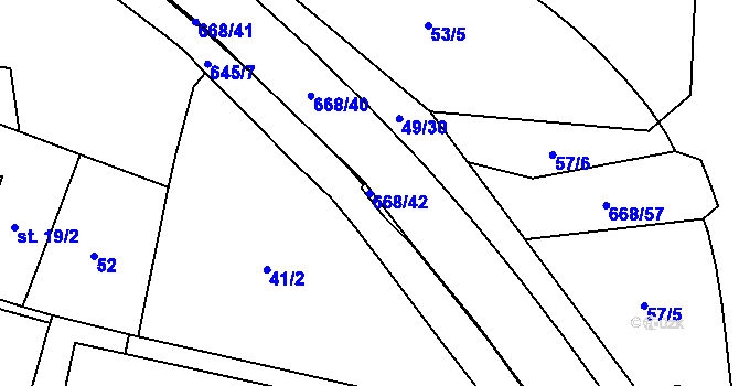 Parcela st. 645/10 v KÚ Trnová, Katastrální mapa