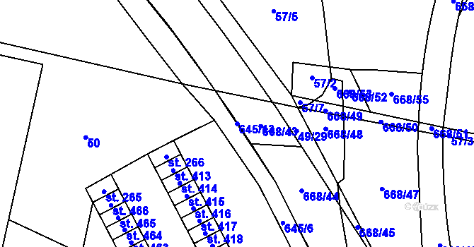 Parcela st. 645/13 v KÚ Trnová, Katastrální mapa