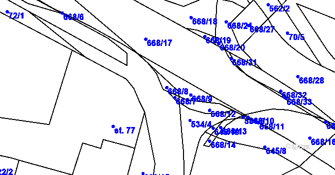 Parcela st. 535/34 v KÚ Trnová, Katastrální mapa