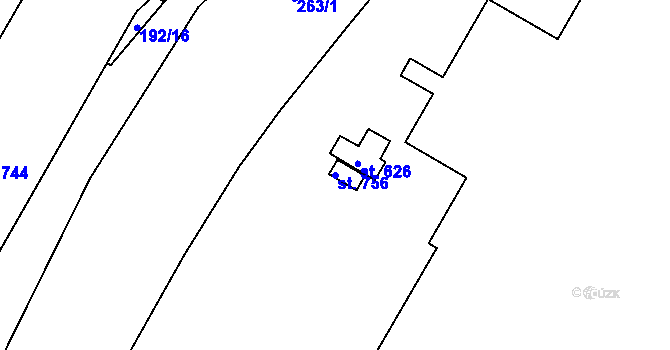 Parcela st. 756 v KÚ Trnová, Katastrální mapa