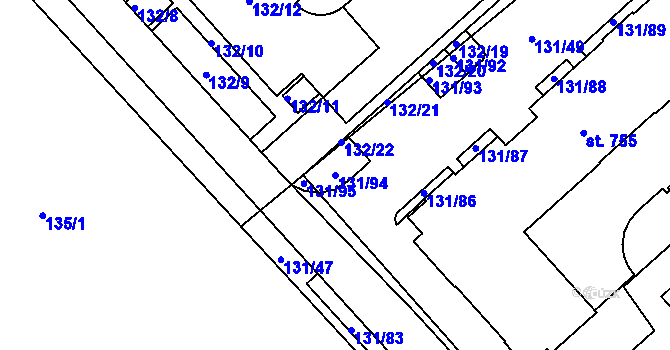 Parcela st. 131/94 v KÚ Trnová, Katastrální mapa