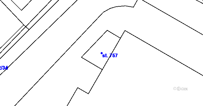 Parcela st. 757 v KÚ Trnová, Katastrální mapa
