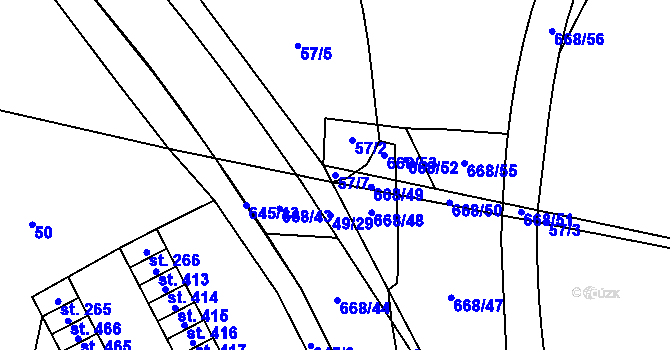 Parcela st. 57/7 v KÚ Trnová, Katastrální mapa