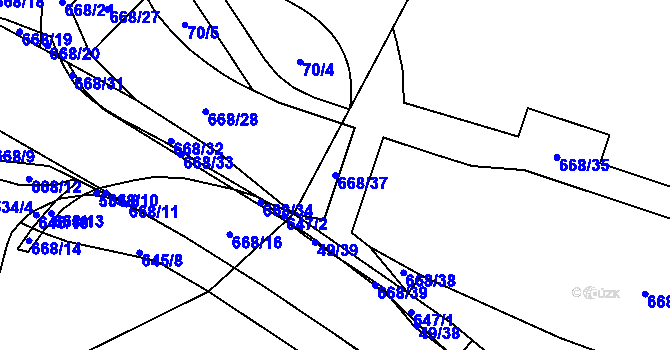 Parcela st. 668/37 v KÚ Trnová, Katastrální mapa