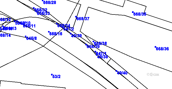 Parcela st. 668/39 v KÚ Trnová, Katastrální mapa