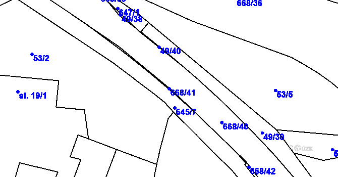 Parcela st. 668/41 v KÚ Trnová, Katastrální mapa