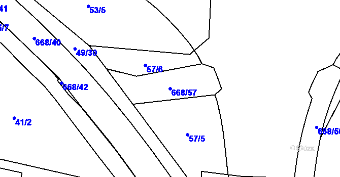 Parcela st. 668/57 v KÚ Trnová, Katastrální mapa